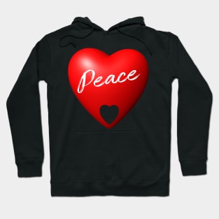 Peace in a 3D red heart Hoodie